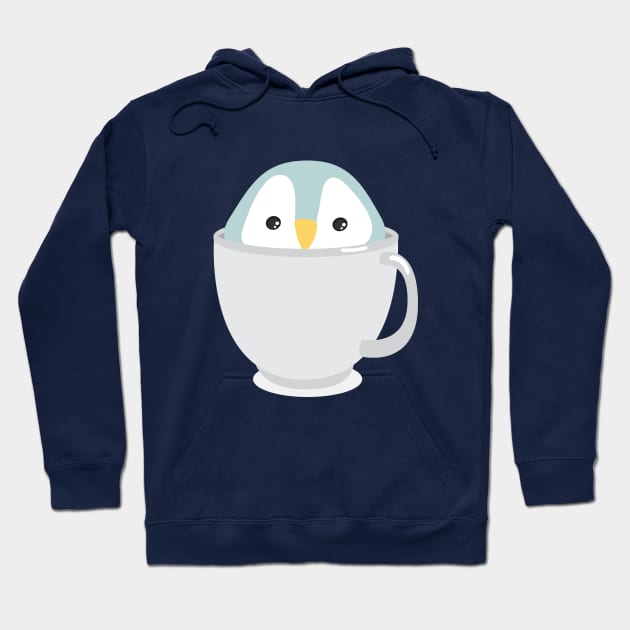 Kawaii Cute Baby Penguin in a Cup Kid Design Hoodie by Uncle Fred Design